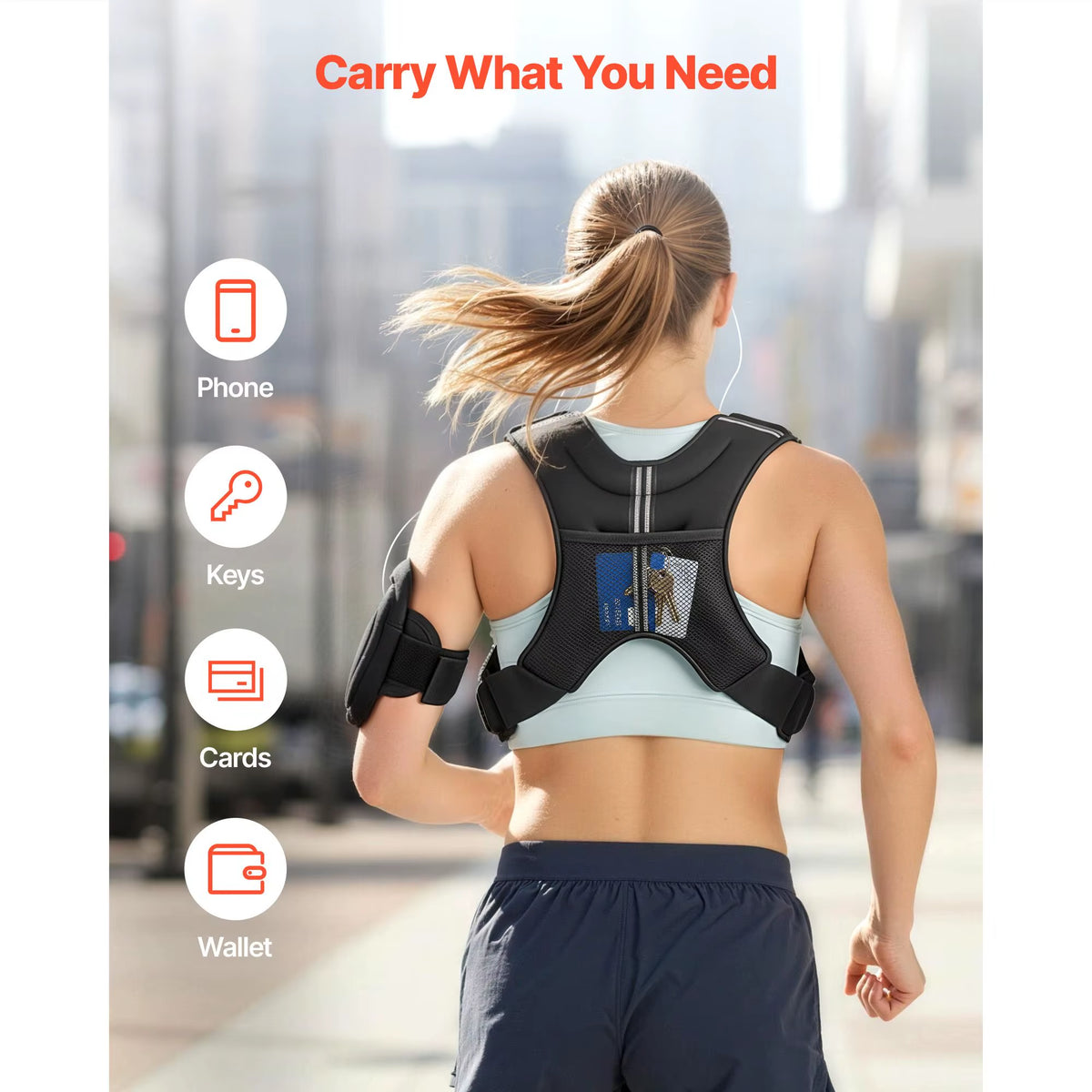 Reflective Stripe Adjustable Weighted Vest 6 Lbs Body Weight Vest Workout Equipment Strength for Men & Women 20Kg/30Kg Capacity