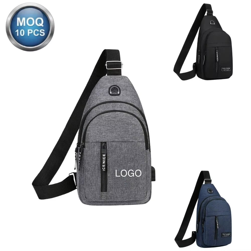 Men'S 600D Oxford Waterproof Crossbody Outdoor Sport Travel Chest Bag Casual Multifunction Phone Sling Bag Custom LOGO 10 PCSS