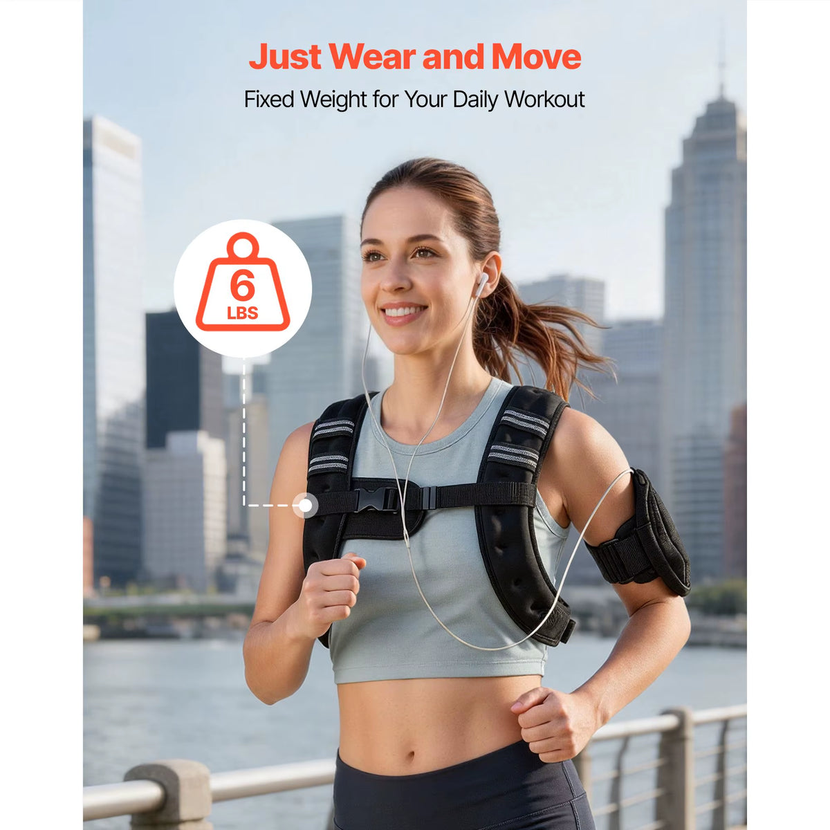 Reflective Stripe Adjustable Weighted Vest 6 Lbs Body Weight Vest Workout Equipment Strength for Men & Women 20Kg/30Kg Capacity